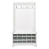 White Entryway Hall Tree Shoe Cubbie Coat Rack