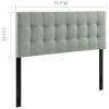 King size Grey Fabric Modern Button-Tufted Upholstered Headboard