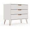 Modern Bedroom Scandinavian Style 3-Drawer Dresser in Off-White Natural Finish