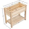 Solid Wood 2-Tier Raised Garden Bed Planter Bed with Bottom Storage Shelf