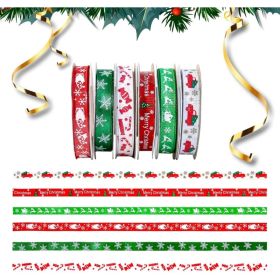 60 Yards 3/8" Christmas Ribbon For Crafts, White Red And Green Holiday Grosgrain Ribbon Christmas Ribbon For Gift Wrapping Festival Holiday Party (Option: RedGreenWhite)