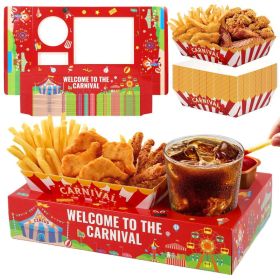 36Pcs Carnival Movie Night Paper Snack Candy Popcorn French Fries Snack Trays Carnival Movie Boxes For Snacks Tray Carnival Party Supplies (Option: 3269396G13)