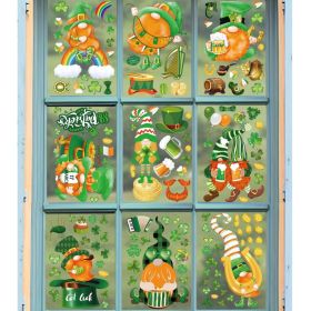 9 Sheets Spring St. Patrick's Day Cute Gnome Window Decals, Double-Sided Lucky Green Shamrock Window Stickers, Reusable Static Spring Window Clin (Option: 442G5838)