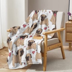 1pc Cute Cartoon Lapdog Heart Pattern Cute Pet Style Soft And Skin Friendly Blanket Cover Blanket Casual Blanket (Option: 150x200cm-White)