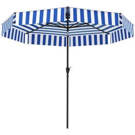8.6FT Patio Umbrella, Outdoor Market Umbrella, 2-Tier Vented Patio Table Umbrella With Crank 8 Ribs, Tiltable Porch Umbrella For Garden Deck Pool (Option: Navy Blue)
